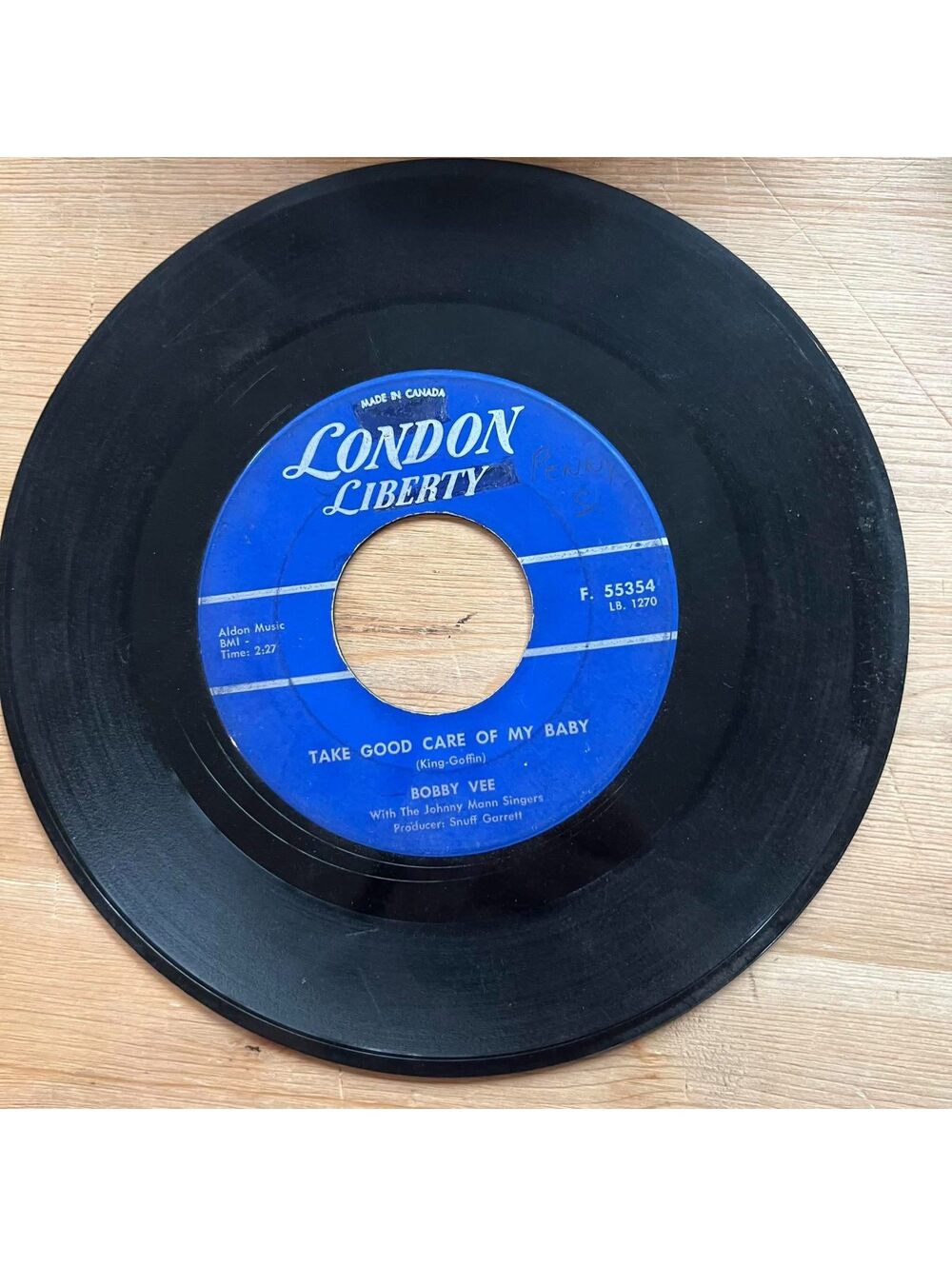 Bobby Vee - Take Good Care of my Baby/Bashful Bob 45rpm VG+ R13